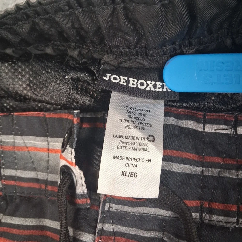 Joe Boxer Board Shorts Mens XL Orange Striped Mesh Lined Swim Trunk Cargo Pocket